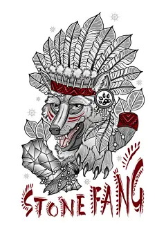 狼头印第安风格插画