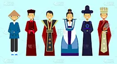 传统的亚洲服饰让人们穿上美丽的民族服装