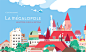 The Megalopolis - 3m long children book : My first children book all made in vector, using the less curves possible. Unfold it on 3,75m to follow the alien hero visiting this hectic city!