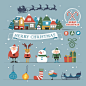 卡通风格圣诞贺卡矢量素材，素材格式：EPS，素材关键词：标签,丝带,贺卡,礼盒,鸟,雪花,驯鹿,雪人,圣诞节,圣诞吊球,拐棍糖,圣诞袜,圣诞老人,新年快乐