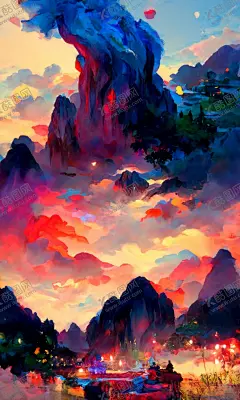 黄山风景区漫画 【酷图网】手机壁纸,插画,漫画,壁纸,风景图,风景插画