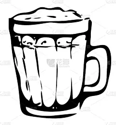 酒窝啤酒杯。手绘墨水风格的图形插图。啤酒节，圣帕特里克或工艺生啤酒事件节海报，横幅ir贴纸，酒吧酒吧