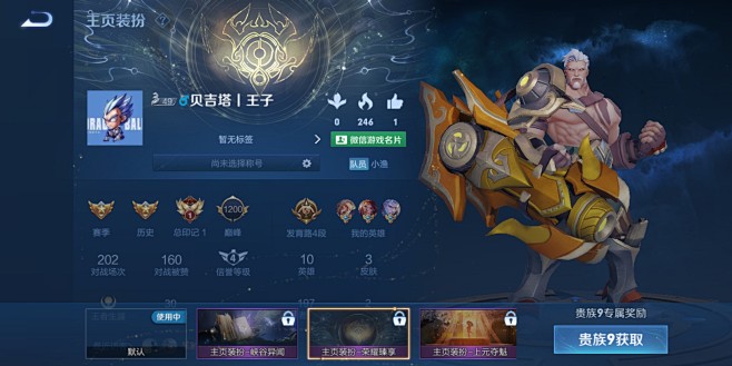 主页装扮界面【王者荣耀】