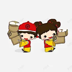 喜庆顺丰快递员图标 平面电商 创意素材