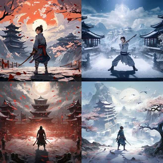 中国风，武侠，场景，舞剑少年