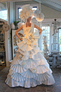 Meet Noelle....  Her gown this year is fashioned almost entirely of paper.