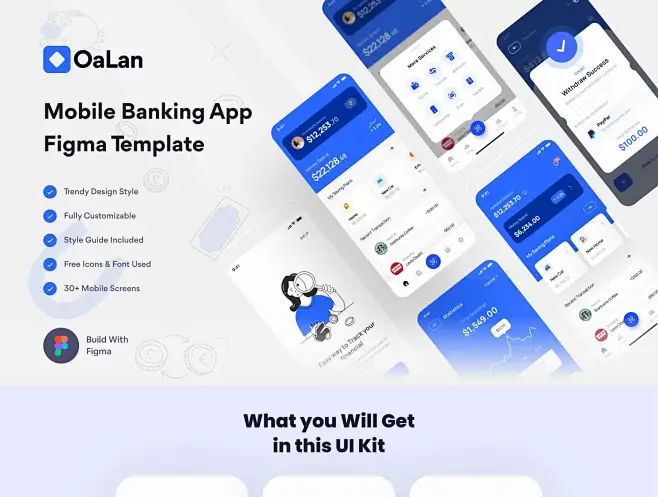 手机银行移动端APP小程序 Figma UI 界面设计模板免费下载插图-花瓣网