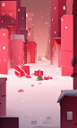 Christmas animation christmas christmas animation christmas eve animation christmas fazer cd cd cd efccccccdc, in the style of serge najjar, rendered in cinema4d, carl kleiner, bright color blocks, cityscape, light red and pink, energy-filled illustration