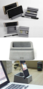 Concrete Multi-function  Office Desk Organizer Storage Box  Cell Phone Holder  Business Card Stand Holder