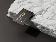 放在大理石上的名片镀金设计提案样机模板 Business Cards Mockup