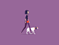 RMN Walkcycle woman motion design character motion loop gif walkcycle 2d dog walking dog animal character design illustration motion graphics animation