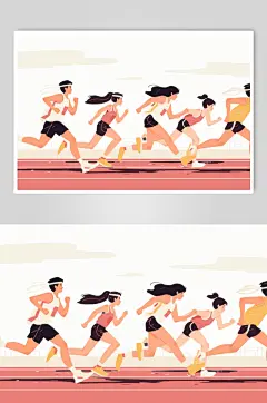 AI数字艺术扁平风校园运动会人物插画