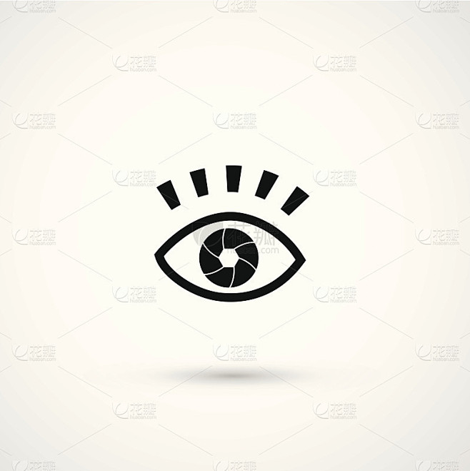 眼睛图标的轮廓与相机作为瞳孔