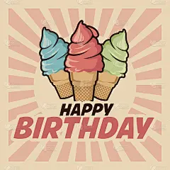 生日快乐的设计。复古的插图。及图形