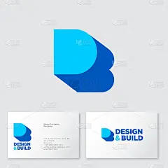 D和B概念。字母B是一个字母D的影子。的名片。