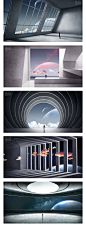 艺术创意商务建筑空间星空星球云朵合成场景背景海报PSD设计素材-淘宝网
