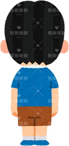 站立的小男女孩子的插图，从各个角度看，包括向前、向后、侧面和鸟瞰图stand2_back01_boy男孩女孩子儿童表情包动作姿势贴纸扁平儿童插画元素卡通免扣png图片素材