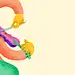 beige musical background with violinist musician flat graphic