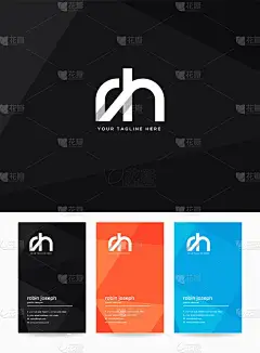 字母徽标 Rh, 名片模板 