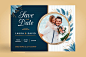 Wedding invitation template with image Free Vector