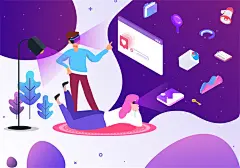 科幻未来手机电脑UI插图画商务办公banner科技设计AI矢量分层素材-淘宝网