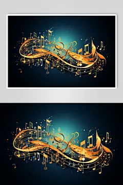 AI数字艺术音乐乐符乐谱元素插画