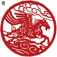 圆形马年窗花剪纸图案欣赏 民间剪纸马窗花图片大全