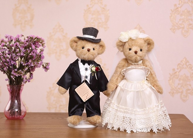 压床娃娃一对泰迪熊小熊结婚礼物毛绒玩具情侣婚纱正品婚车公仔萌淘宝
