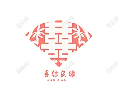 婚礼LOGO囍红色喜结良缘扇形婚礼logo