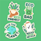 绿色环保生活保护地球生态主题徽章贴纸设计装饰元素矢量素材