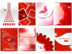 八种红色图案背景矢量素材