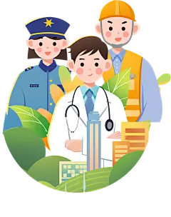 五一劳动节海报医生居委会大妈公安局警察工人-组合