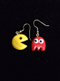 Handmade Polymer Clay Pacman Earrings by PaperLotusGallery on Etsy, $10.00
