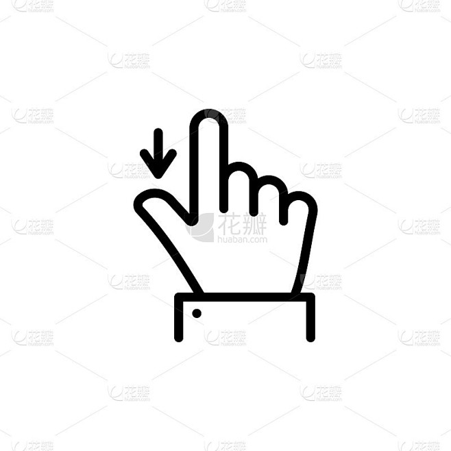 反手指数指向下孤立矢量图标。反手指数指向下的插图表情符号图标股票插图股票插图插图