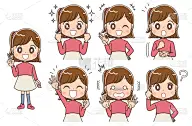 女孩,多样,面部表情,日本人,成年的,青少年,儿童,幼儿,未成年学生,小学生
