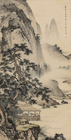 山水画-花瓣网|陪你做生活的设计师 雪石(1915-2011,北京人,受教