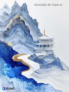 大美国风丨EQMJ AI绘制新中式流体油画山水 - 小红书