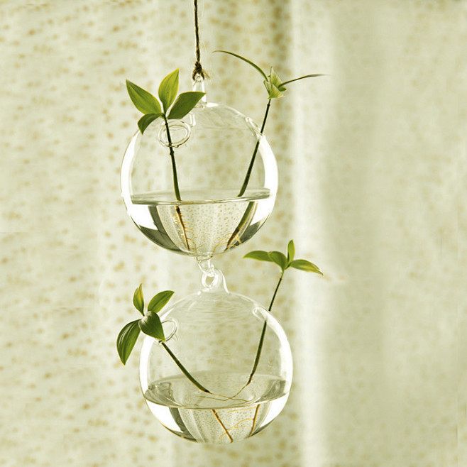 日式花瓶现代时尚花瓶悬挂玻璃透明简约花瓶