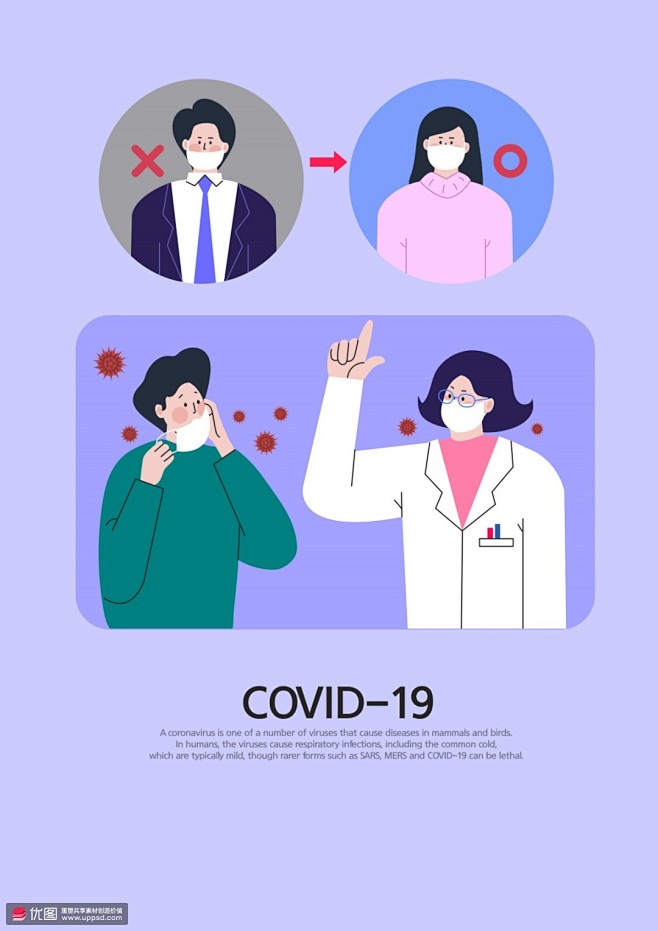 专业医生指导有效防护口罩医疗插画 医疗保...