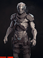 Slim, J Hill : Slim the mutant medic from Evolve. I was responsible for the high poly model for this character. The original design was by Scott Flanders and Phil Robb. The final game asset was created and textured by Regie Santiago. 
I had a lot of fun m