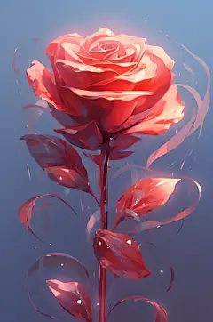 AI数字艺术情人节玫瑰花卉花朵植物插画