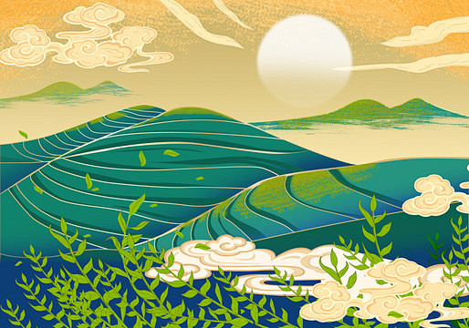 PSD 茶叶插画