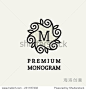 Stylish and graceful floral monogram design , Elegant line art logo design, vector template-商业/金融,符号/标志-海洛创意（HelloRF） - 站酷旗下品牌 - Shutterstock中国独家合作伙伴