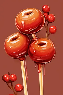 甜食美味水果冰糖葫芦插画