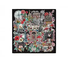 菲拉格慕–中国–官方线上精品店 精品店印花桑蚕丝围巾