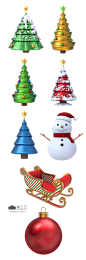 Christmas 3D Objects Set 圣诞节设计元素PSD源文件：