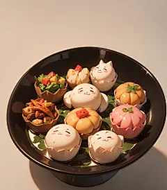 数字艺术美食插画美食摄影小笼包海报素材