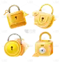 素材组合-金融金锁创意贴纸套装