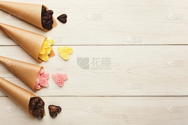 情人节背景与各种糖果在工艺短号