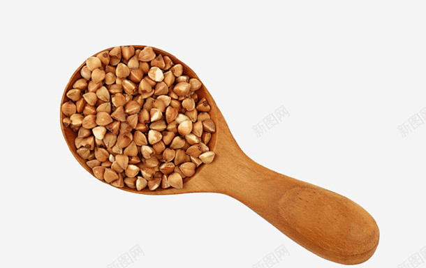 木头勺子里面的苦荞麦 食材 元素 免抠p...